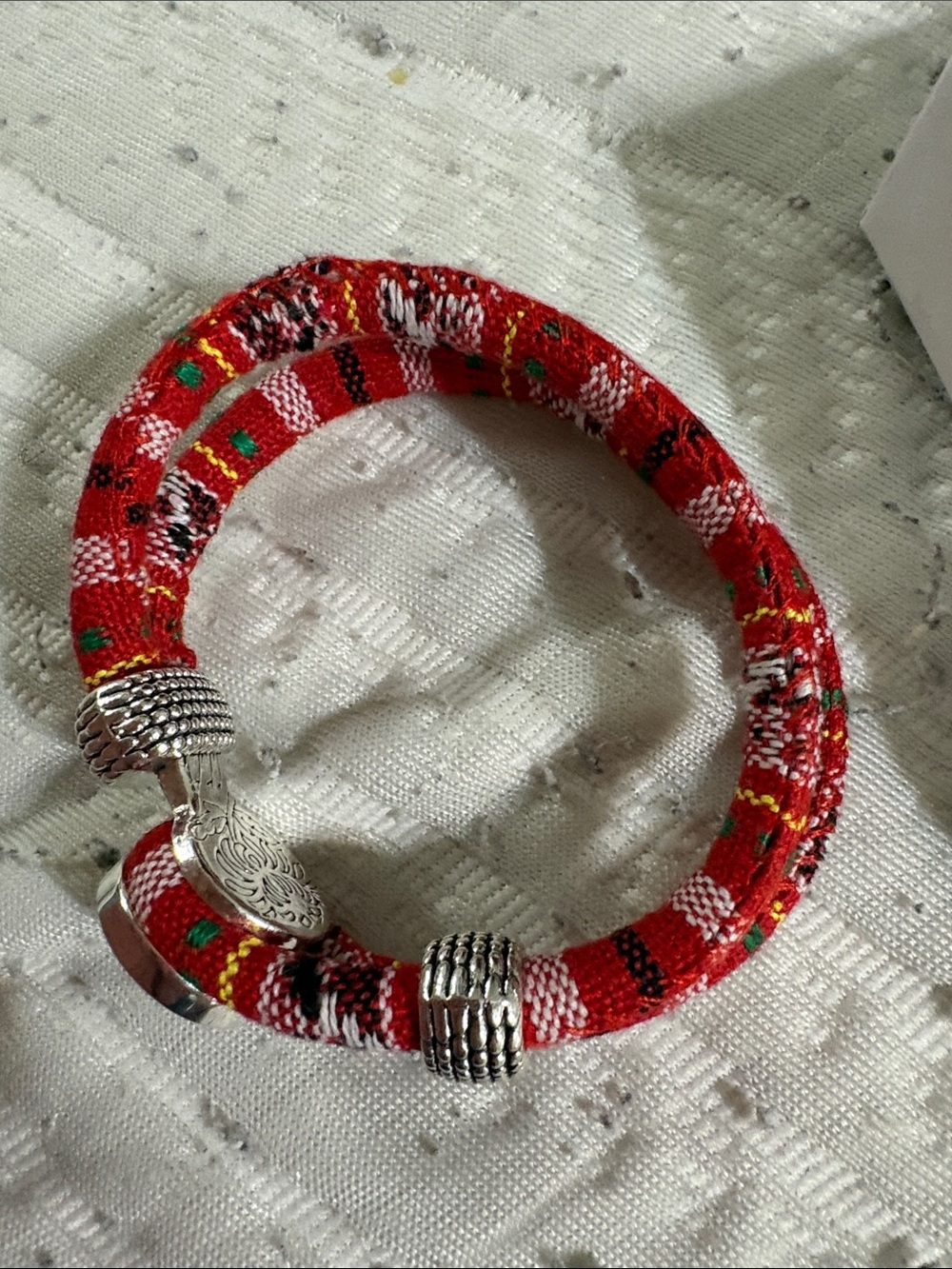 SNAP Bracelet Red and Silver Woven Bracelet small size. Takes 20 m gingersnaps - Picture 8 of 11